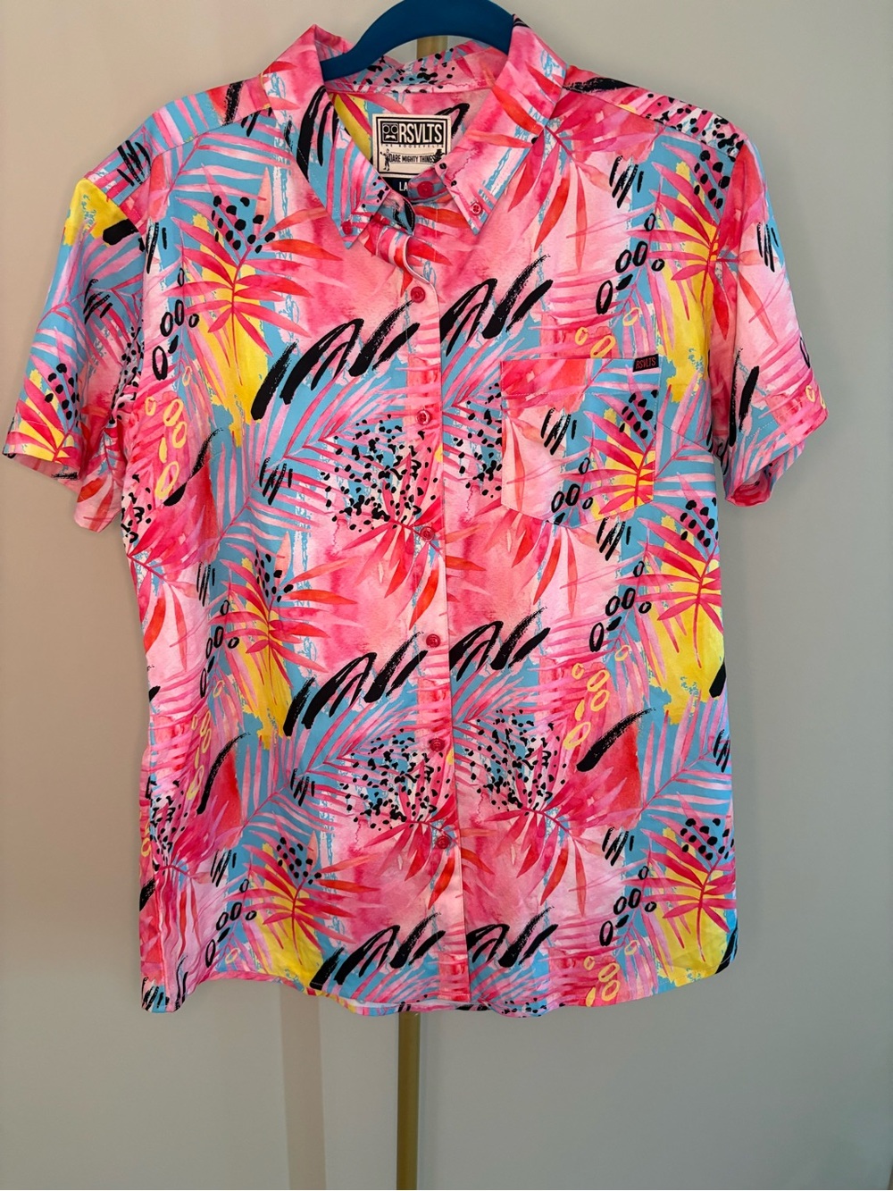 RSVLTS KUNUFLEX Short Sleeve Shirt "La Croy" Pink/Multi-Color Men's